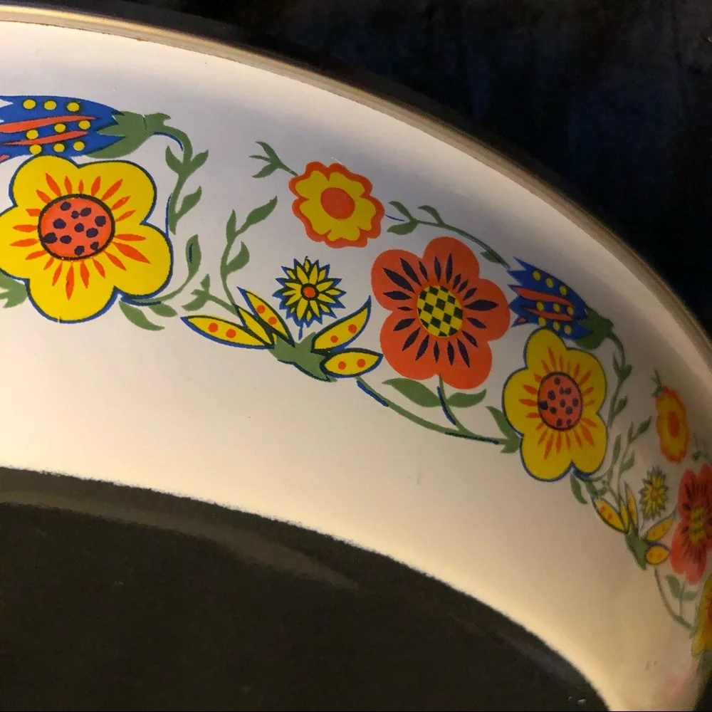 Vintage Floral Enamelware 10” Pan